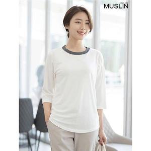 [모슬린]엄마옷 면 라운드 7부 티셔츠 TS204023 마담/미시옷/중년여성의류/빅사이즈/50대/60대여성옷