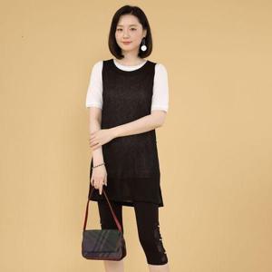 [애비뉴투지]엄마옷 인견 옆트임 라운드 여성 여름 롱 조끼 베스트 V07243 50대 60대 중년여성