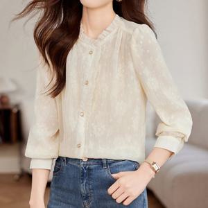 [블랙퀸] 러플 비즈 레이스카라 블라우스 blk003289
