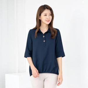 엄마옷 모슬린 카라 반오픈 버튼 반팔 블라우스 BL505117 중년여성의류/50대/60대/마담/빅사이즈/할머니옷