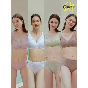 [오모떼]냉감 한겹보정 레이스 브라렛팬티 8종세트(라벤더+화이트+그린+애쉬브라운)