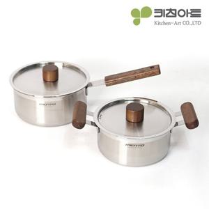 [서울리빙]키친아트 멘토 스텐 인덕션냄비 2종세트(18편수+16양수)