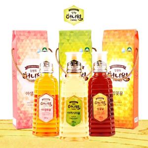 [강원허니원] 아카시아벌꿀500g+야생화벌꿀500g+밤꽃꿀500g/튜브