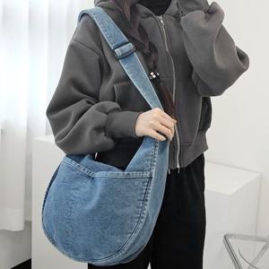 프롬헤븐 데바나 데님 하프문 크로스백
