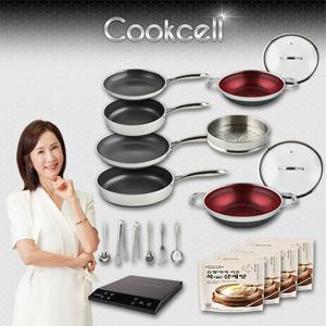 [쿡셀] 블랙큐브 세라믹 IH프라이팬+레드파티웍 특집구성(프라이팬24cm, 프라이팬28cm, 소테팬24cm)+(24레드파티웍,28레드파티웍+24찜기+24유리뚜껑, 28유리뚜껑+키친툴6종)+[사은품]쿡셀28소테팬, 쿡셀인덕션,유황먹여키운복삼계탕4팩