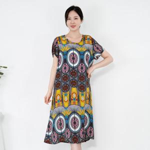 여성 엄마옷 인견 나염 반팔 원피스 OP205247 중년여성의류/50대/60대/마담/빅사이즈/할머니옷