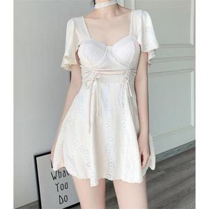[셀러허브_여성트랜드패션]청순 라인 펀칭 셔링 모노키니 원피스 수영복