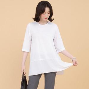 [애비뉴투지]엄마옷 기본 트임 여성 라운드 루즈핏 7부소매 무지 블라우스 B05134 50대 60대 중년여성의..