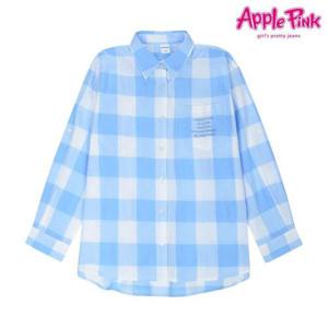 [애플핑크]오버핏 깅엄체크셔츠 (APK1Q302GS)