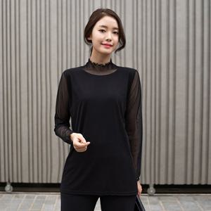 여성 엄마옷 망사긴팔 반폴라티셔츠 TP108070 중년여성의류/50대/60대/마담/빅사이즈/할머니옷