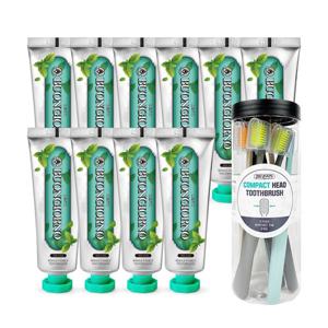 덴티본조르노 치약 구취 100g 10개+칫솔 심플미세모 8개입 1개