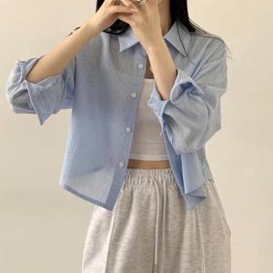 [모어오브]에피소드 셔츠 크롭 블라우스 탑