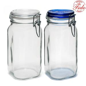 보르미올리 유리병 밀폐용기 1500ml 투명1P+블루1P 커피 캡슐보관 과일청 시리얼통