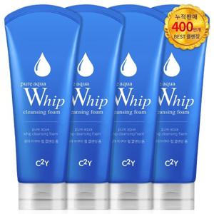 C2Y 퓨어 아쿠아휩 대용량 클렌징폼 220ml 4개 약알칼리 폼클렌징