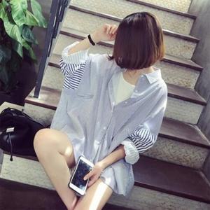 여자 봄 여름 데일리 스트라이프 2컬러 남방 셔츠