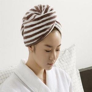 줄무늬 헤어 간편 드라이 타올 머리 말리는 헤어수건 [W9B497A]