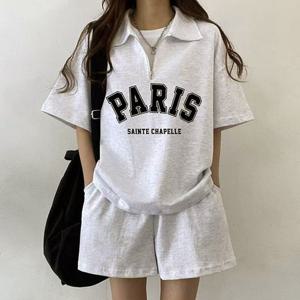 [무드무드] 모즈니 반집업 반팔 반바지 set