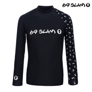 [69슬램] 남성 야자수 소매 로고 래쉬가드_D/GY
