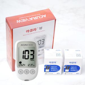 아큐라 플러스 뷰 혈당계+시험지110+침110+솜100매/혈당측정기
