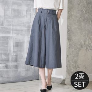쉬엔 와이드핏 여성 린넨 큐롯 팬츠 2종세트