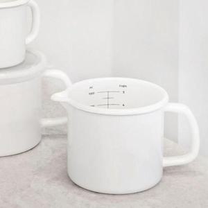 편수냄비 원형 눈금 물코 법랑 화이트 (중) 1L 인덕션냄비 HWF0443C