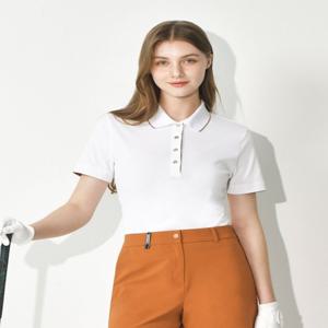 [24SS 닥스 골프 여성]화이트 배색카라 반소매 폴로 티셔츠_DNTS4B501WT
