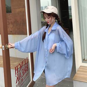블라우스 셔츠 브라우스 여성 하늘하늘 쉬폰소재 시스루 봄 여름 가을