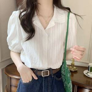 블라우스 브라우스 여름 여성 셔츠 남방 BL 예쁜 러블리한 데일리 카라 반팔