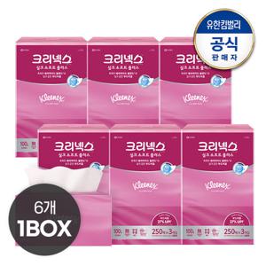 [총 4,500매 1BOX]크리넥스 실크소프트 플러스 각티슈 250매X3개입X6개