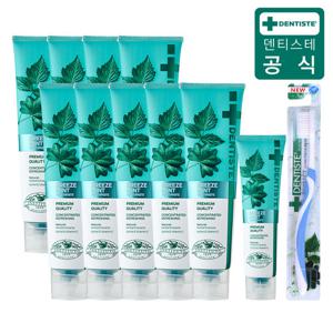(대량혼합특가) 덴티스테 뉴 브리즈민트 치약 180g9개+60g1개+이중모칫솔