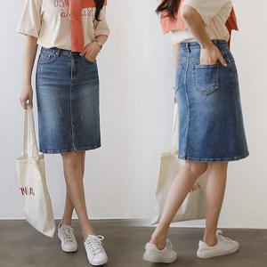 여성빅사이즈옷 오버핏 PN 밴딩앞트임청치마413(9611H410) 빅사이즈