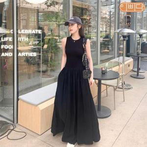 [이삐다]여름 쁘띠 헵번스타일 A라인 민소매 블랙 롱원피스 IBBD_OP24F