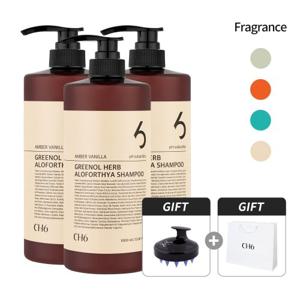 CH6 그리놀 허브 탈모 샴푸 1000ml 3개 (+샴푸브러쉬&쇼핑백)
