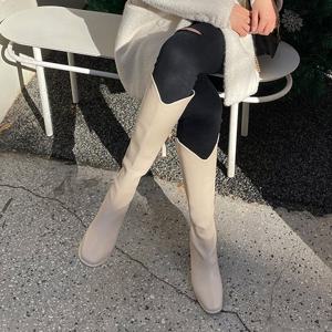 [바인미쇼룸] V브이컷 뒷지퍼 데일리 롱부츠힐 7cm 2colors