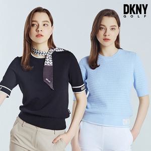 [DKNY GOLF] 쿨 스트레치 반팔 니트 여성 2종세트+스카프