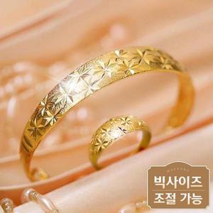 [지와이] 2종세트 팔찌 반지 빅사이즈가능 18k 도금 변색없는 셋트 어라운드 라운드어스 여성 여자 골드