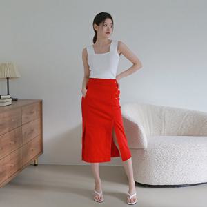 [최초가 99,000원][르포엠]레시타 사이드 버튼 데님 스커트
