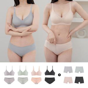 [브라, 팬티 사이즈 선택 가능] 심리스 컴포트 후크 노와이어 브라팬티세트 총12종 (브라 + 팬티2종, 4세트)
