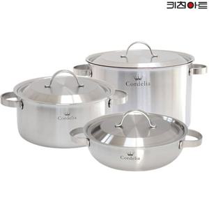 키친아트 코델리아 IH인덕션 통5중 스텐304 냄비세트 3종E 양24+전24+곰28