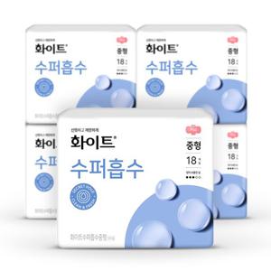 화이트 생리대 수퍼흡수 중형 18p x5팩