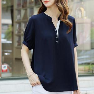 [데드라](110size)레이배색블라우스 TBZ3209_DO