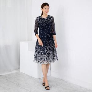 엄마옷 모슬린 라운드 플레어 레이스 원피스 OP505282 중년여성의류/50대/60대/마담/빅사이즈/할머니옷
