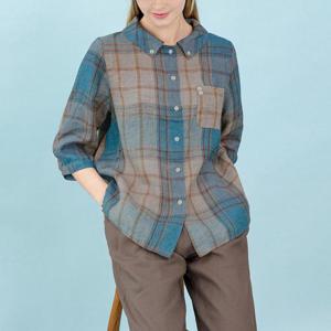 [디얼마미][디얼마미] 모브 린넨 체크 남방 /마담 미시 중년 여성 빅사이즈 40대 50대