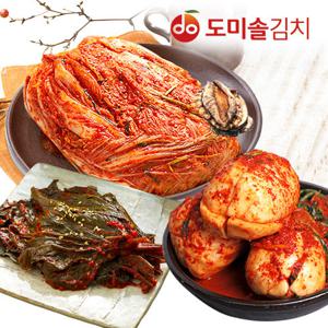 [도미솔/총10.5kg] 사랑채포기김치 7kg + 천수무 3kg + 깻잎김치 500g