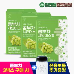 [참앤들황토농원]데이앤 콤부차 샤인머스켓 비타민 유산균 분말스틱 30포×3박스+보틀증정  L 아르기닌