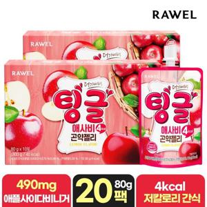 로엘 팅글 곤약젤리 애사비 애플사이다비니거맛 2박스, (80g x 20팩)