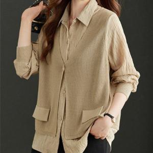 [패션시그널] 조끼가디건 레이어드 셔츠블라우스 7086FB