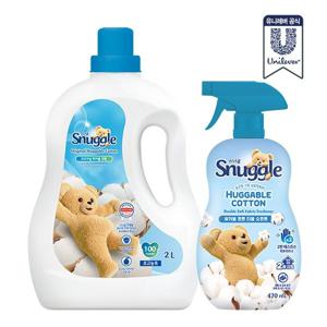 [APP전용][최종가 12,900원]스너글 허거블 코튼 유연제 2L + 리뉴얼 탈취제 470ml 허거블선샤인/블루스파클