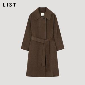 [정상가 538,000원] 캐시미어 혼방 맥 카라 벨티드 코트_TWHCTO80140_BR