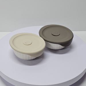 락앤락 바로한끼 도자기 밥용기 450ML 2P 실리콘 스팀홀 전자레인지 이유식 햇쌀밥 냉동 용기